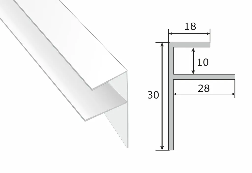Профиль F-образный широкий 55мм для ПВХ панелей 10мм STELLA (50)