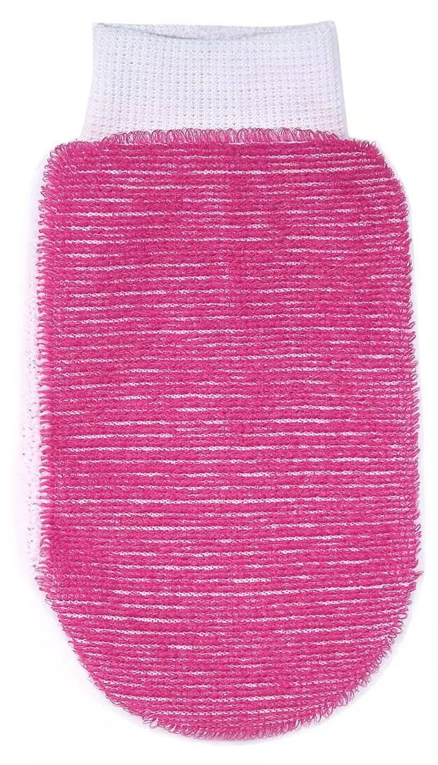 Мочалка варежка 23х12 см, двусторонняя, розовый полиэстер, eva Ladies М51051