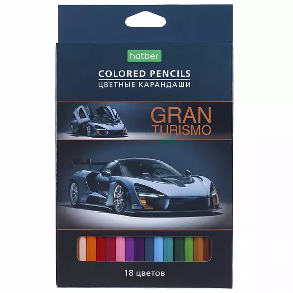Цветные карандаши 18 цветов ECO CS_070884 -Gran Turismo- заточен.
