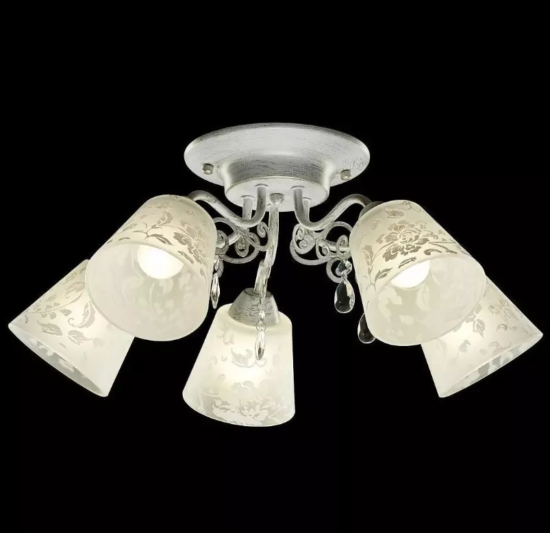 Люстра потолочная 5xЕ27 белое золото Linvel LV 10004/5 Фиалка