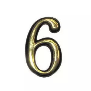 Номер на дверь "6" пластик PB (золото) MARLOK