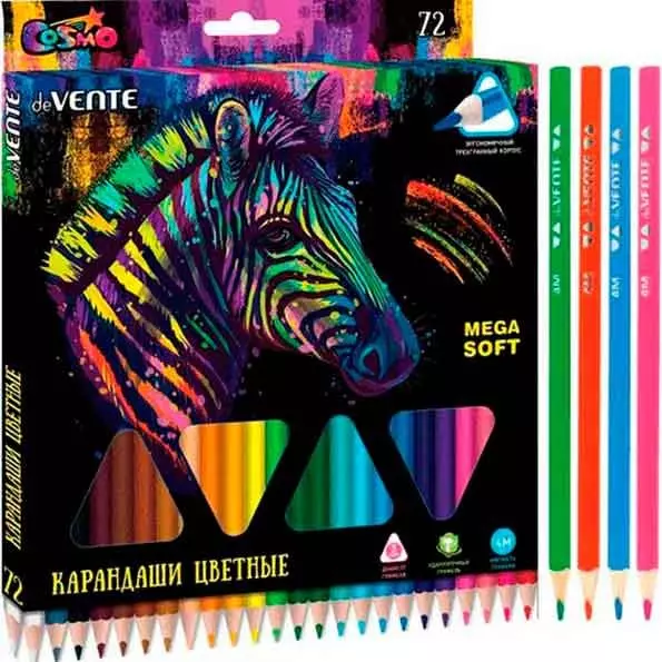 Карандаши цветные deVENTE Triolino Ultra 4М 72 цвета, 4М, грифель 3 мм, Velvet Touch, 5025001