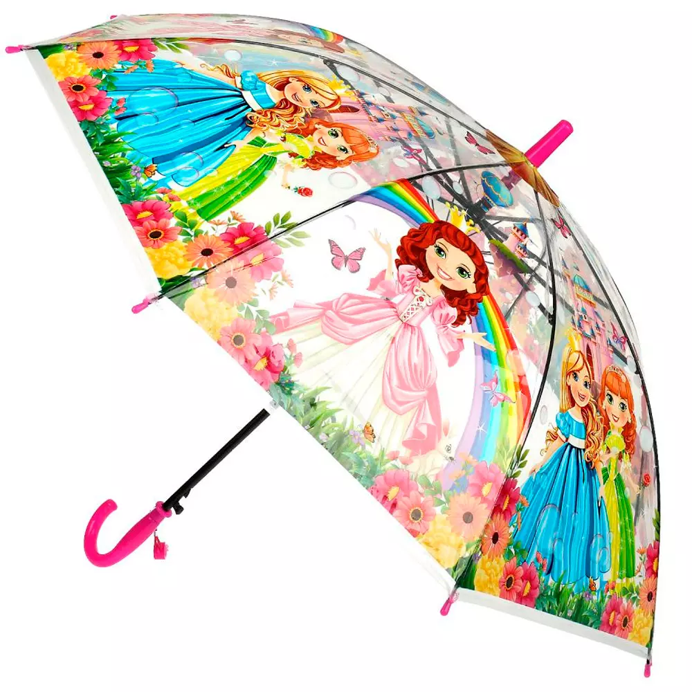 Зонт детский принцессы r-50см, прозрачный, полуавтомат ИГРАЕМ ВМЕСТЕ в кор.5*12шт