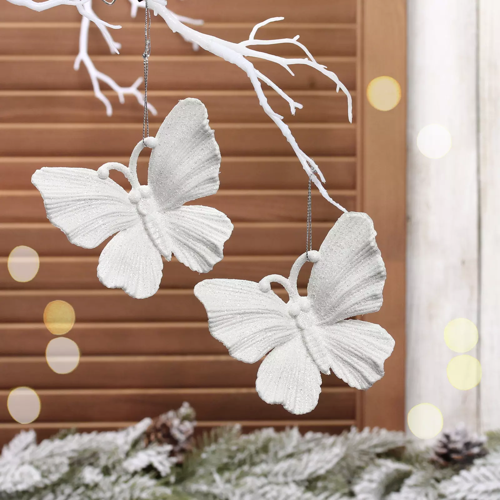 Елочное украшение Волшебная бабочка 11 см (2 шт) белый 916-2013