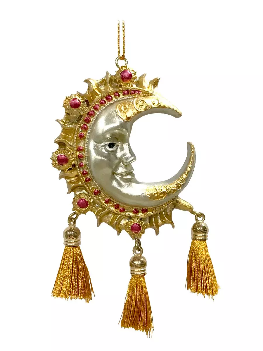 Новогоднее подвесное украшение из полирезины с декором из полиэстера / 2*9*6см 95515