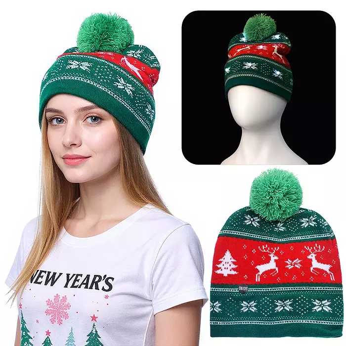 Новогодняя шапка с подсветкой Новогодняя 00-6847