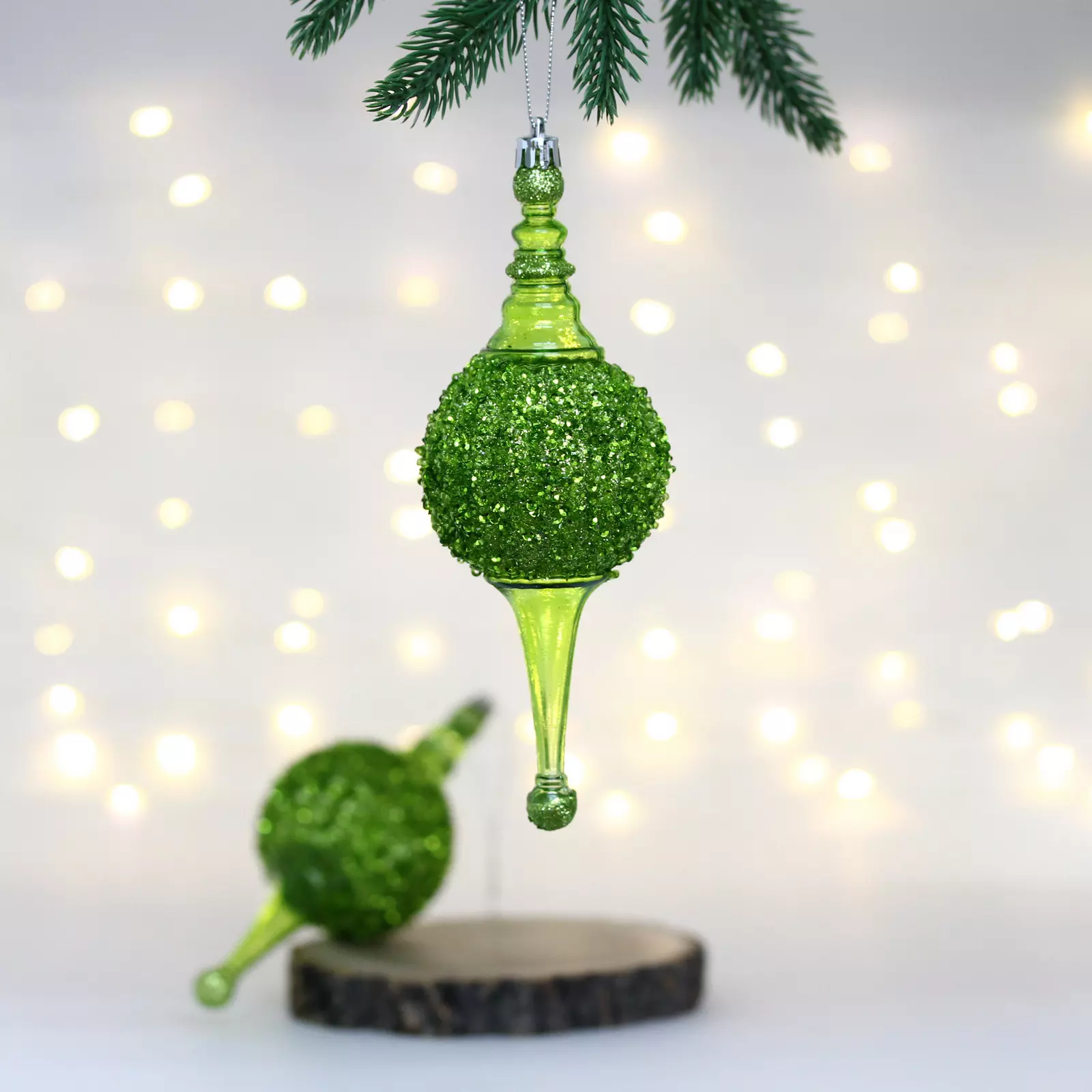 Елочные украшения Мерцание ночи 7х7х20 см (2 шт) зеленый 107-6133