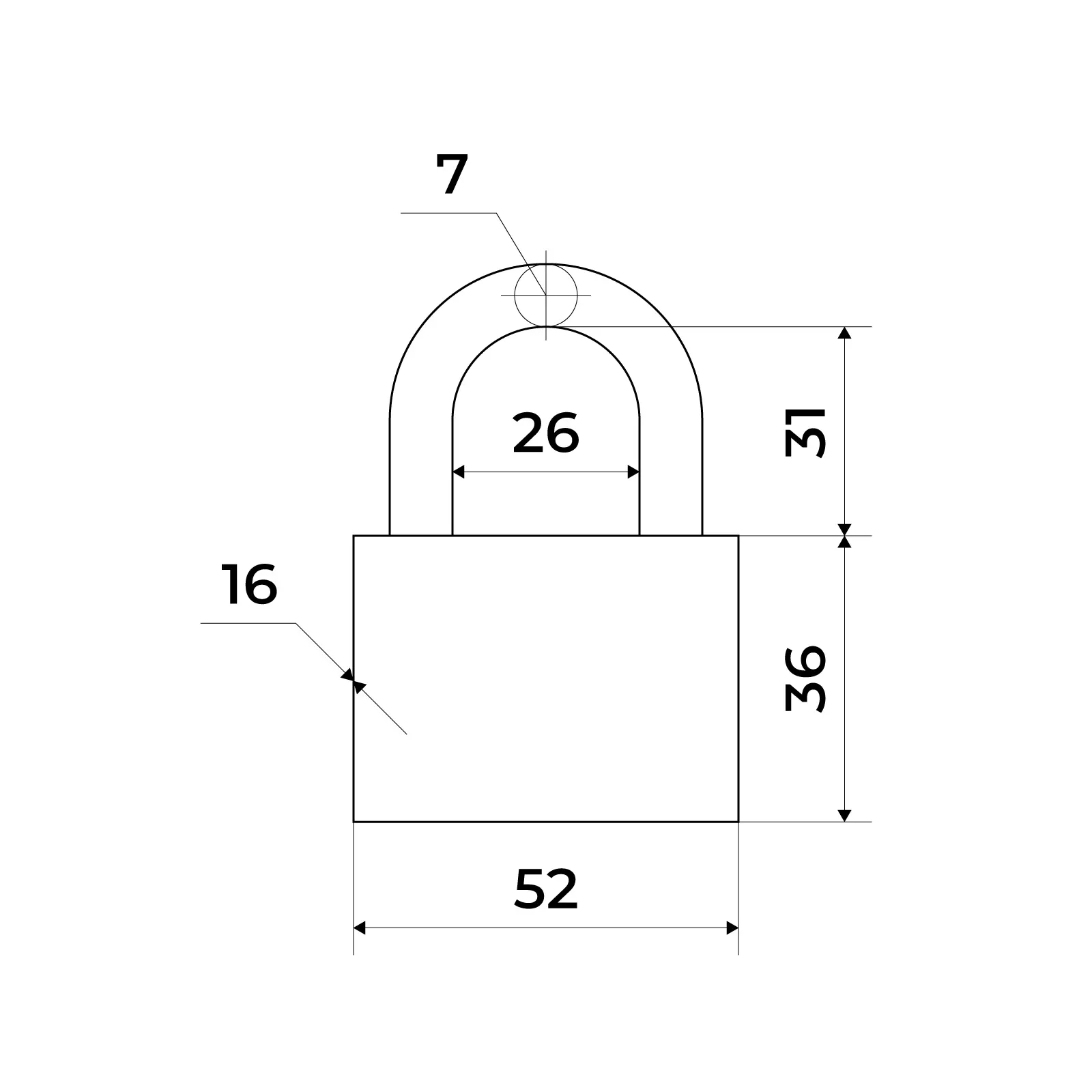 Замок навесной Стандарт HDS-360 d=7 мм, закаленная дужка