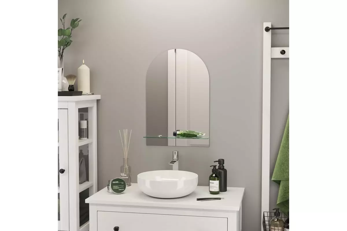 Зеркало в ванную 39х59 см Континент Арка В004 со стеклянной полкой