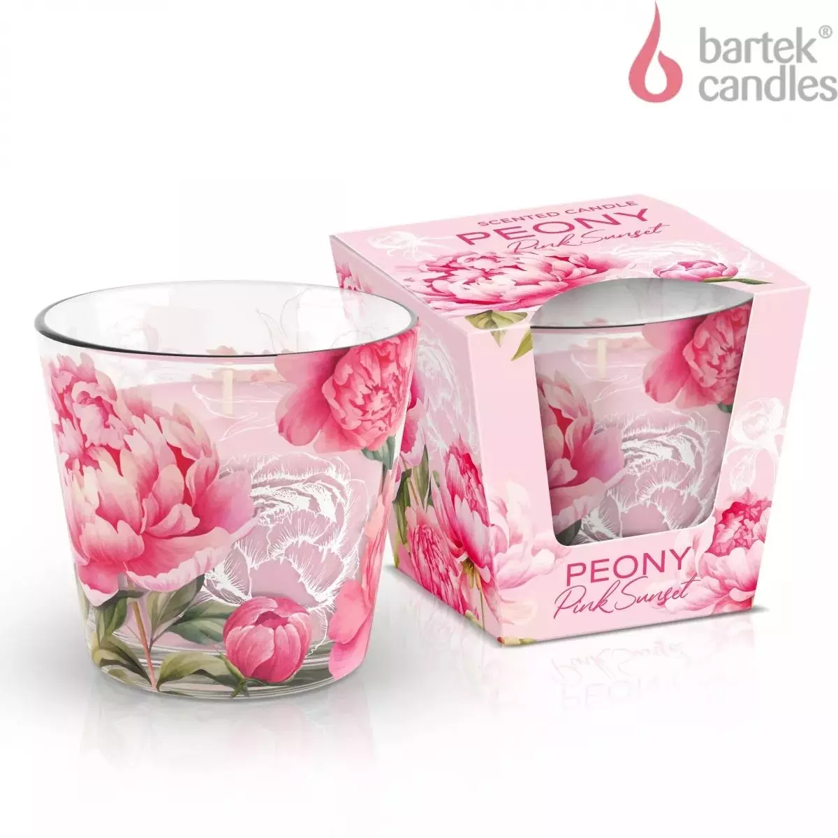 Свеча ароматизированная в стакане Пионово-розовый закат/Peony Pink Sunset 115 г Bartek