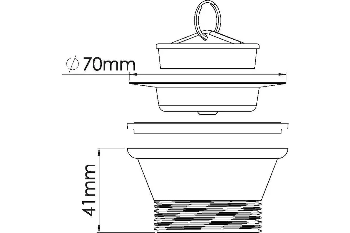 Выпуск для сифона 1 1/2", 70 мм.,винт 65 мм. Nova 7002