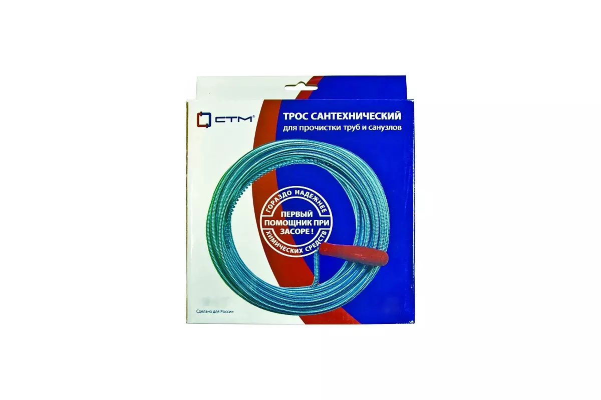 Трос сантехнический 1,5 м, 6х1,4 мм, оцинкованный, с ручкой, СТМ CIDC0015