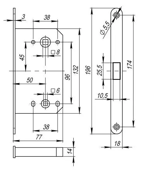 Замок защелка сантехническая магнитная Rucetti RM1895 SC мат.хром