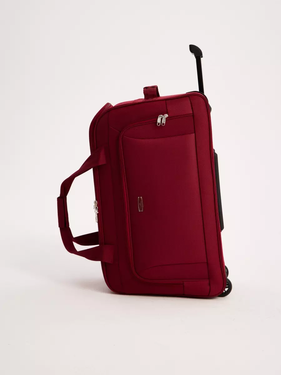 Дорожная сумка 59,5*36*30 см бордовый на колесах ткань Бостон