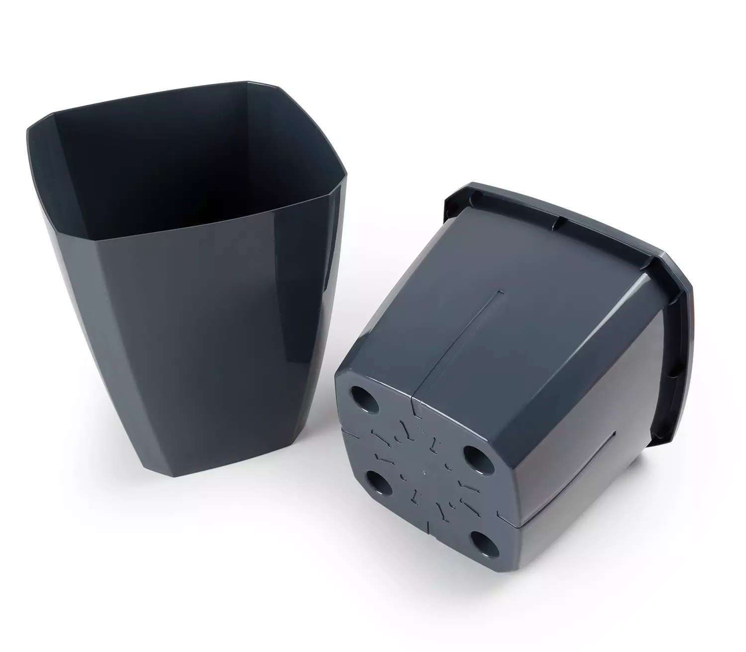 Кашпо с дренажной вставкой 15*15*17 см 2,4 л Лаунж чернильно-серое С371ЧСЕР