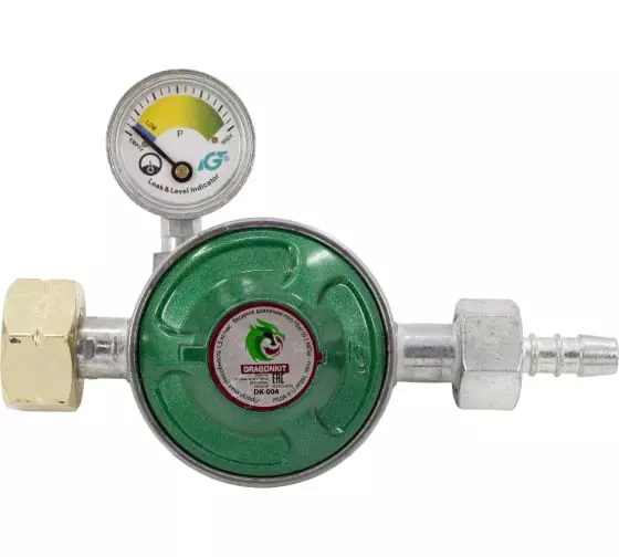Регулятор давления газа DK-004, с предохр.клапаном и манометром, DRAGONKIT