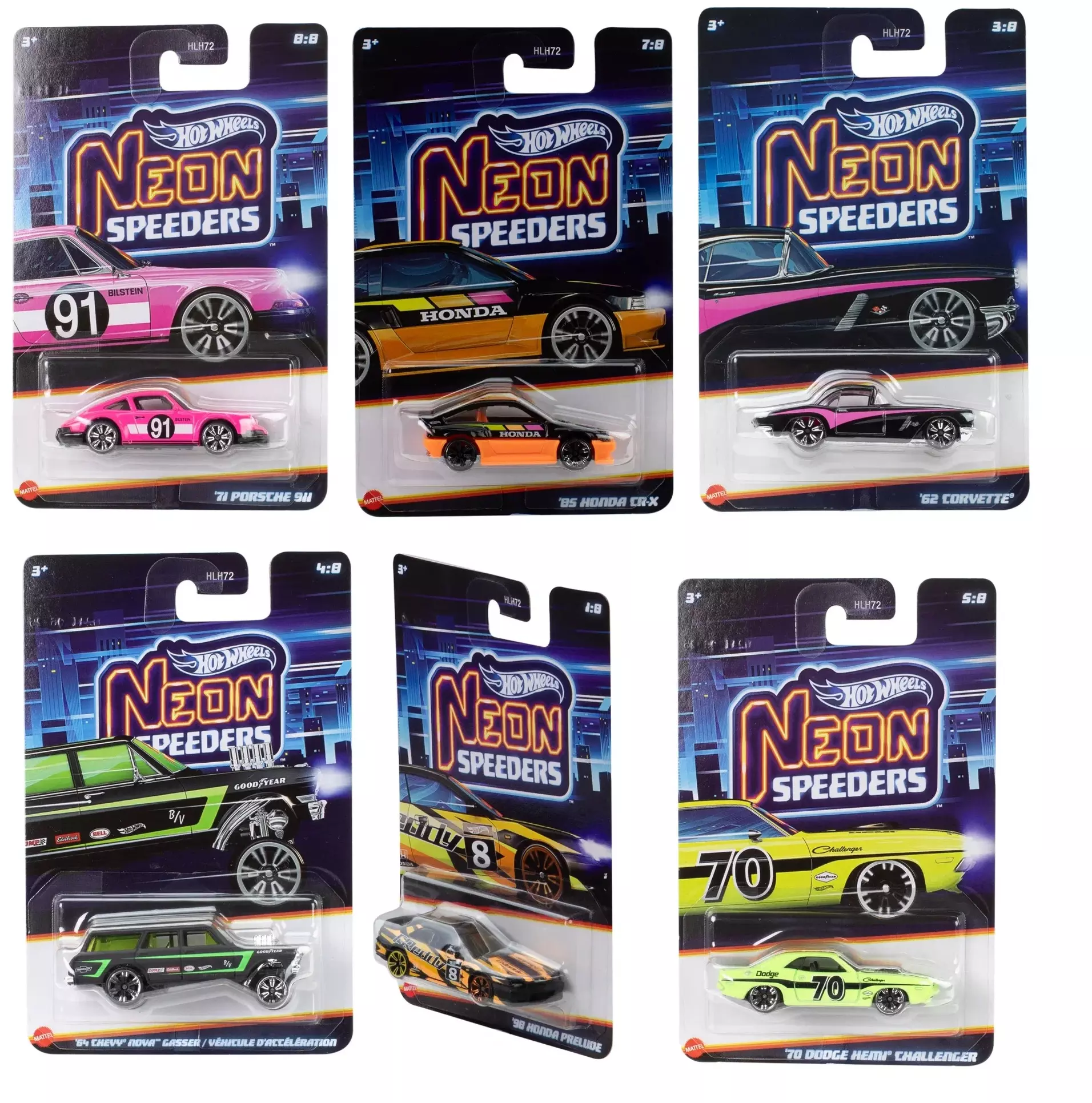 Модель машинки Hot Wheels,металл,тематическая,"Неоновая серия" 1:64,в ассорт.,Хот Вилс,Matell,HLH72