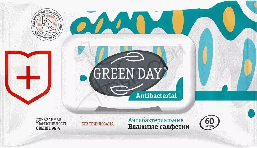 Влажные салфетки GREEN DAY антибактериальные 60 шт