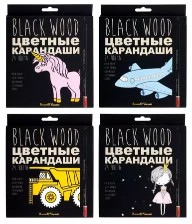 Карандаши цветные 24 цвета пластиковые BlackWoodColor 30-0099