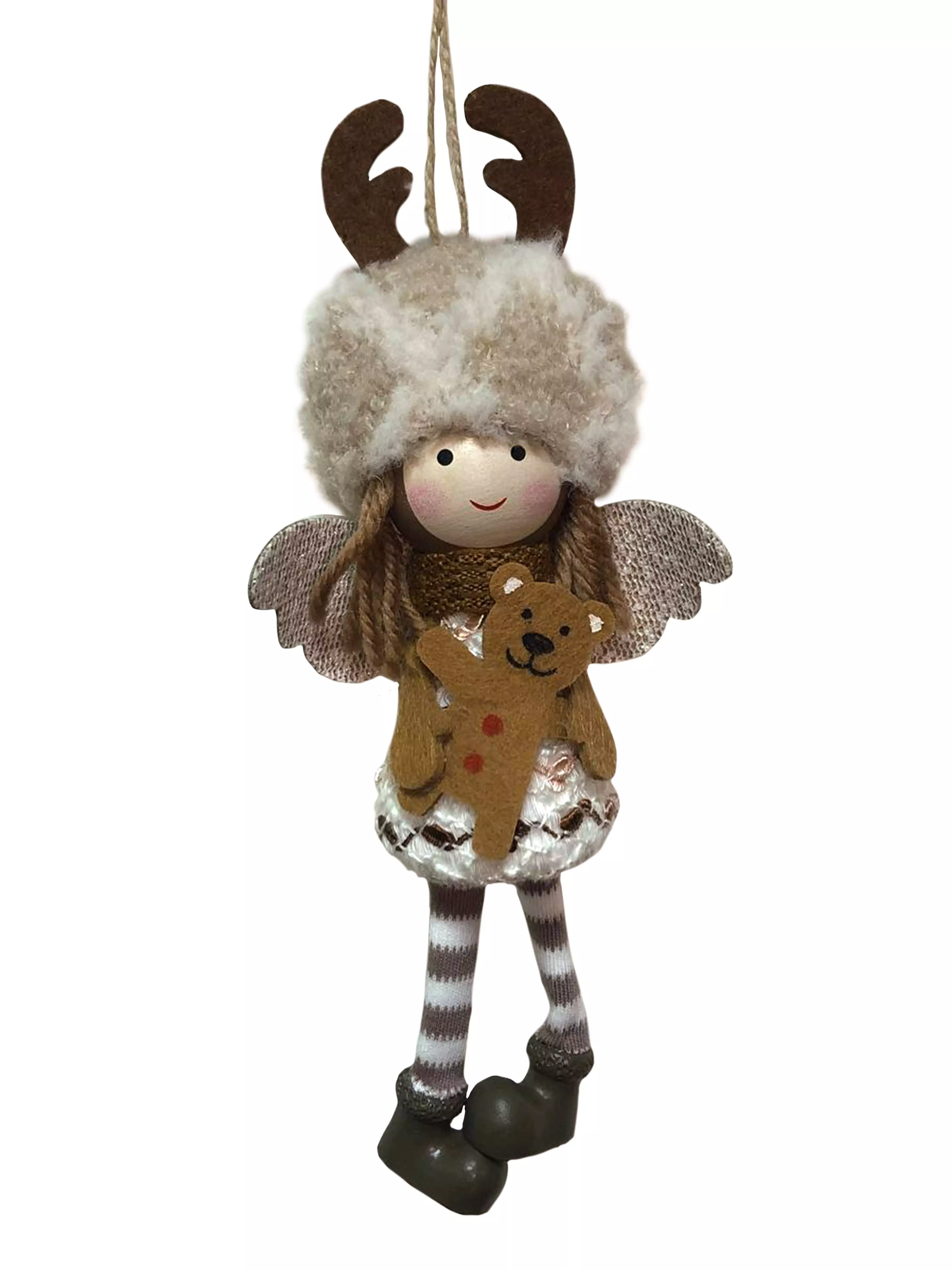 Новогоднее подвесное украшение (полиэстер, древесина тополя, полирезина) / 8x6x19см 95287