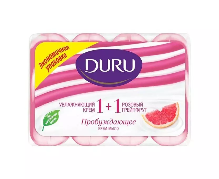 Крем-мыло для рук DURU 1+1 Пробуждающее, розовый грейпфрут, 4*80 гр