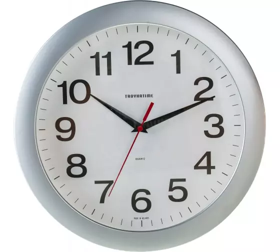 Часы настенные 290мм пластик серебристые TroykaTime 11170100