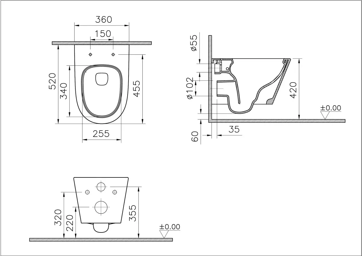 Подвесной унитаз VitrA M50 8302B003-6404 смыв Торнадо (VortexFlush), безободковый с сиденьем микролифт дюропласт белый санитарный фарфор