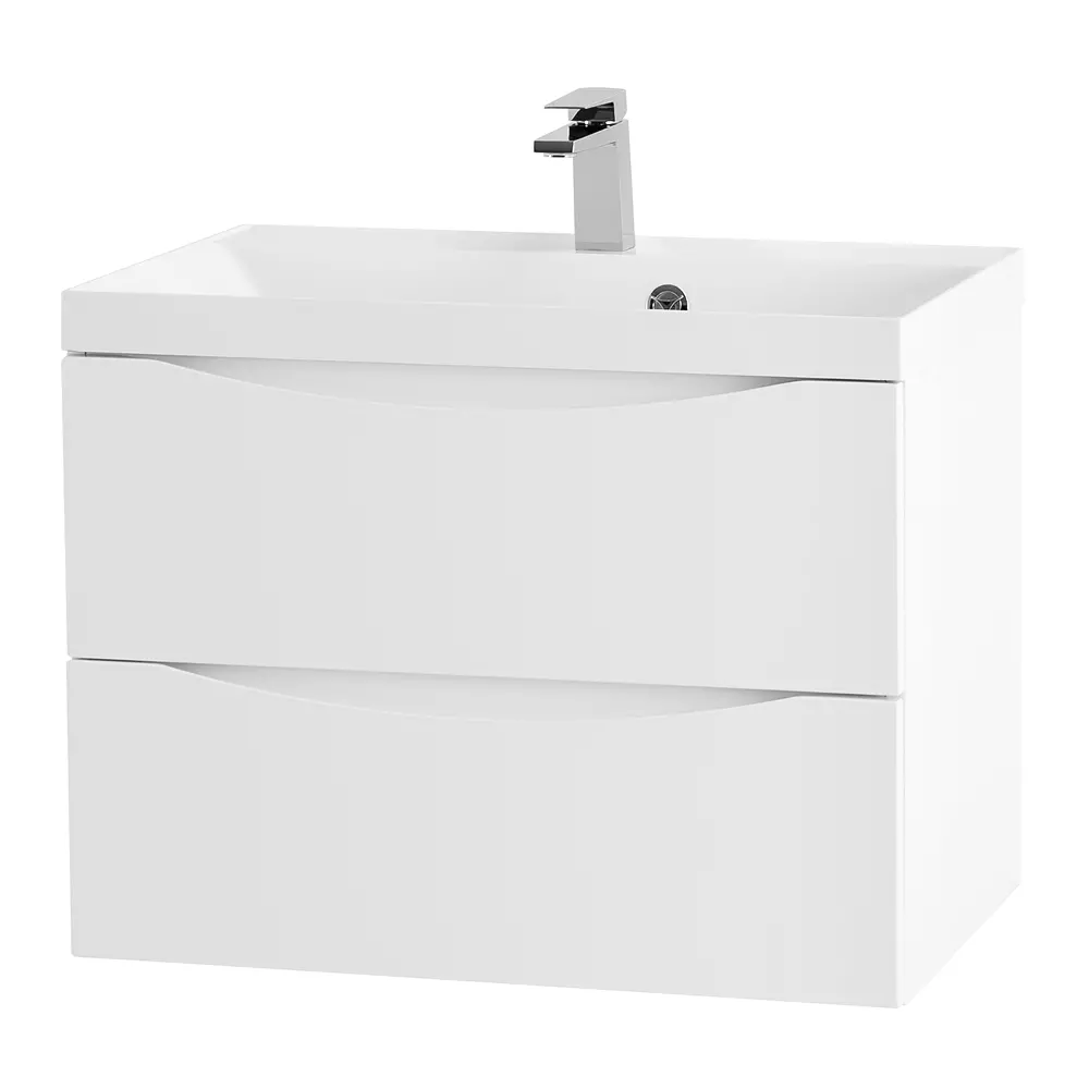 Подвесная тумба с раковиной BelBagno 70 см белый глянец MARINO-700-2C-SO-BL-P+BB700/450-LV-MR-AST