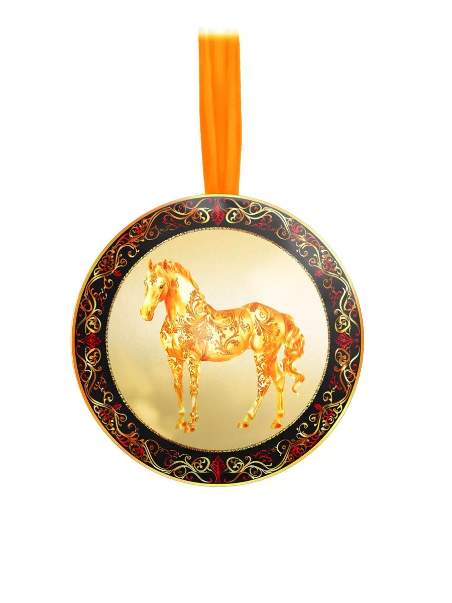 Новогоднее подвесное елочное украшение - Шар Символ года c пожеланием внутри 6,5х6,5х6,5см 95092