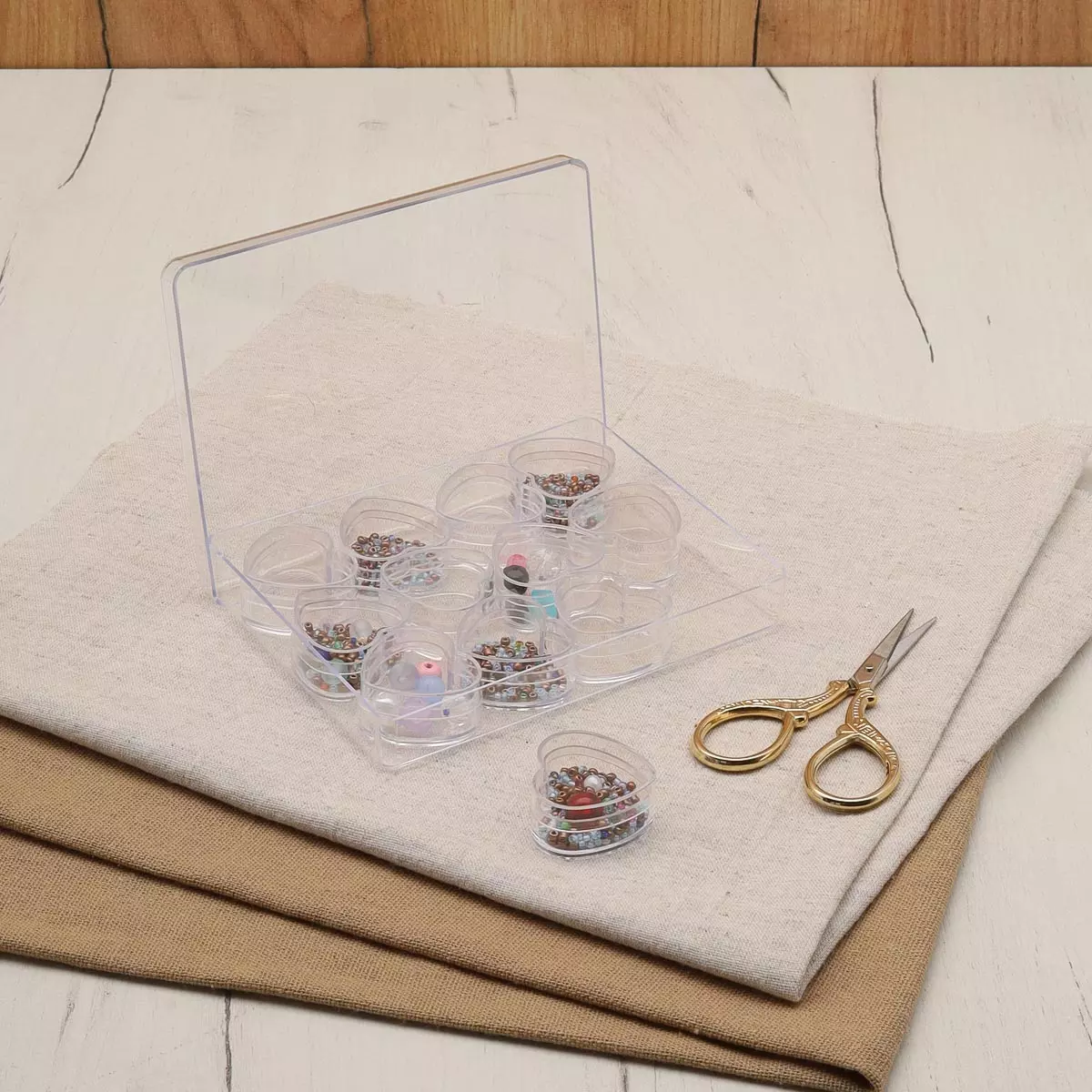 Органайзер для хранения мелочей 125х95х18 мм12 съемных баночек АЙРИС 7738288 прозрачный