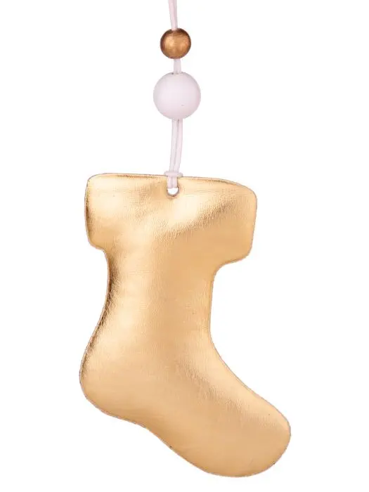 Новогоднее подвесное украшение Золотистый носочек из полиуретана / 7x1,5x9,2см 86368