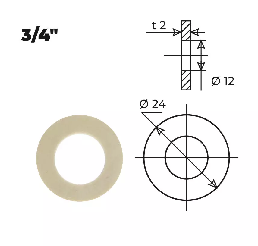 Прокладка 3/4 резиновая, белая (4 шт.) MPF ИС.131189