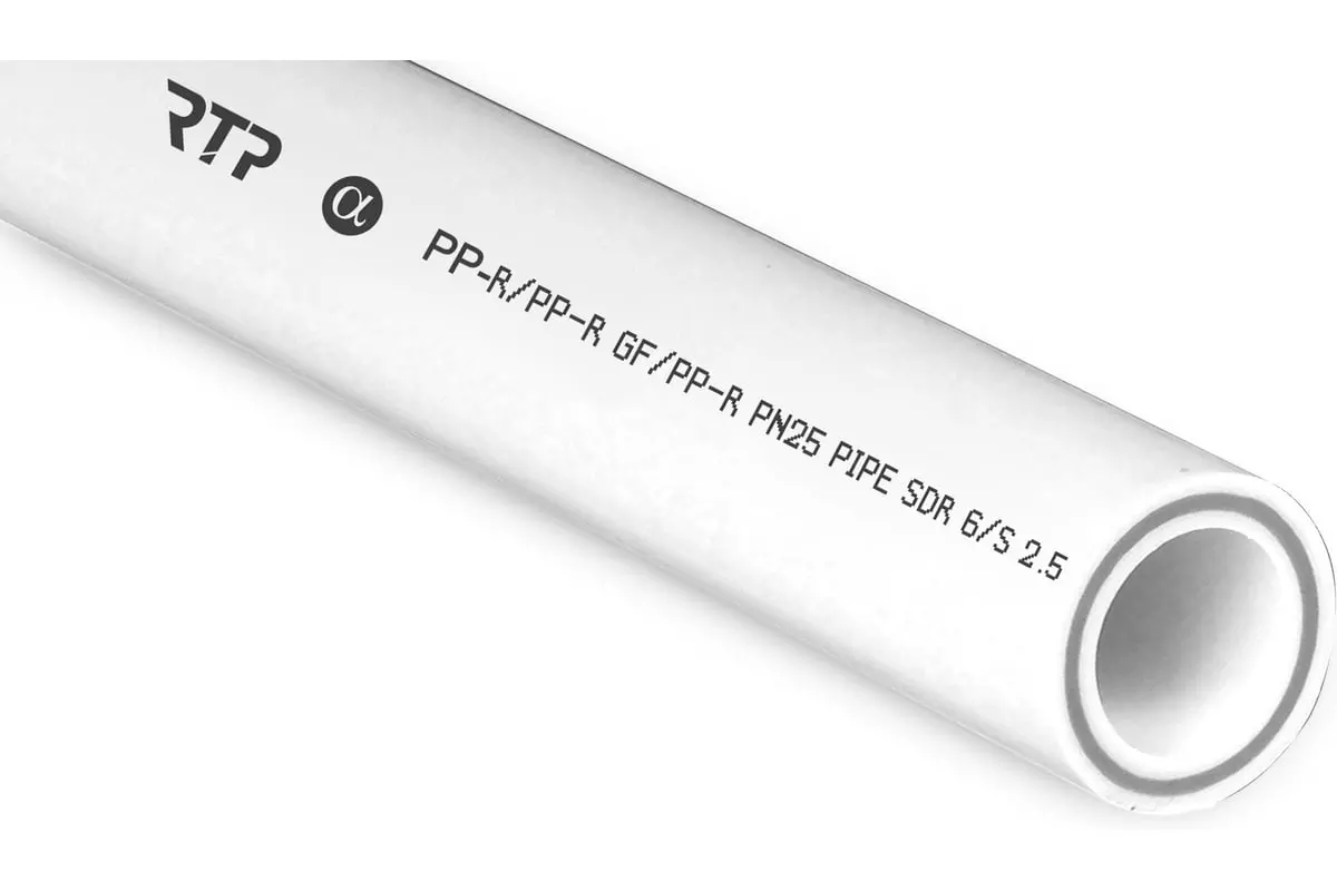 Полипропиленовая труба армированная стекловолокном 25х4,2х2000 мм, ГВС/ХВС, PN25 RTP 14153
