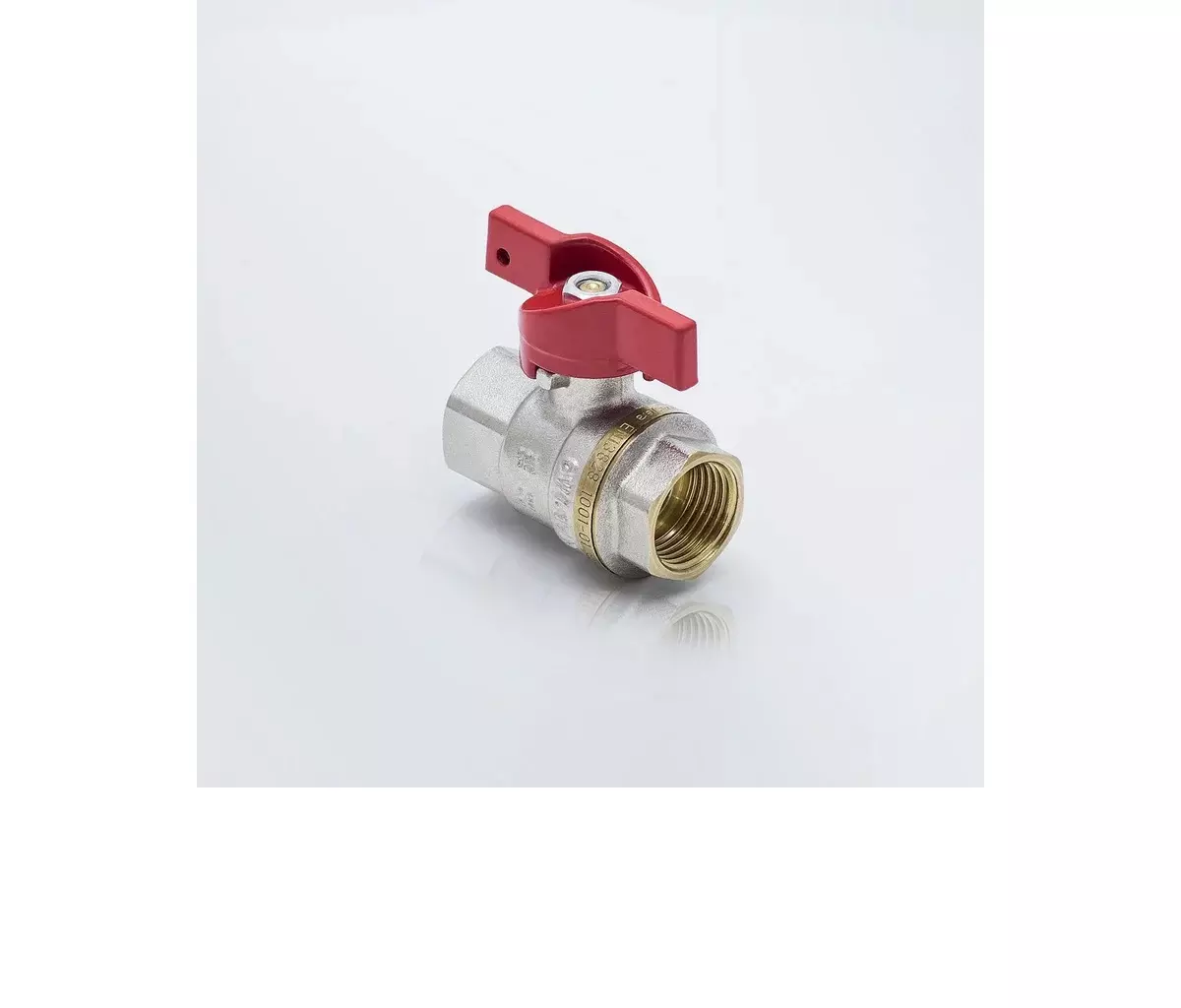 Кран шаровой полнопроходной 3/4&quot; ВР, никель, бабочка красная, Aquasfera 1002-02