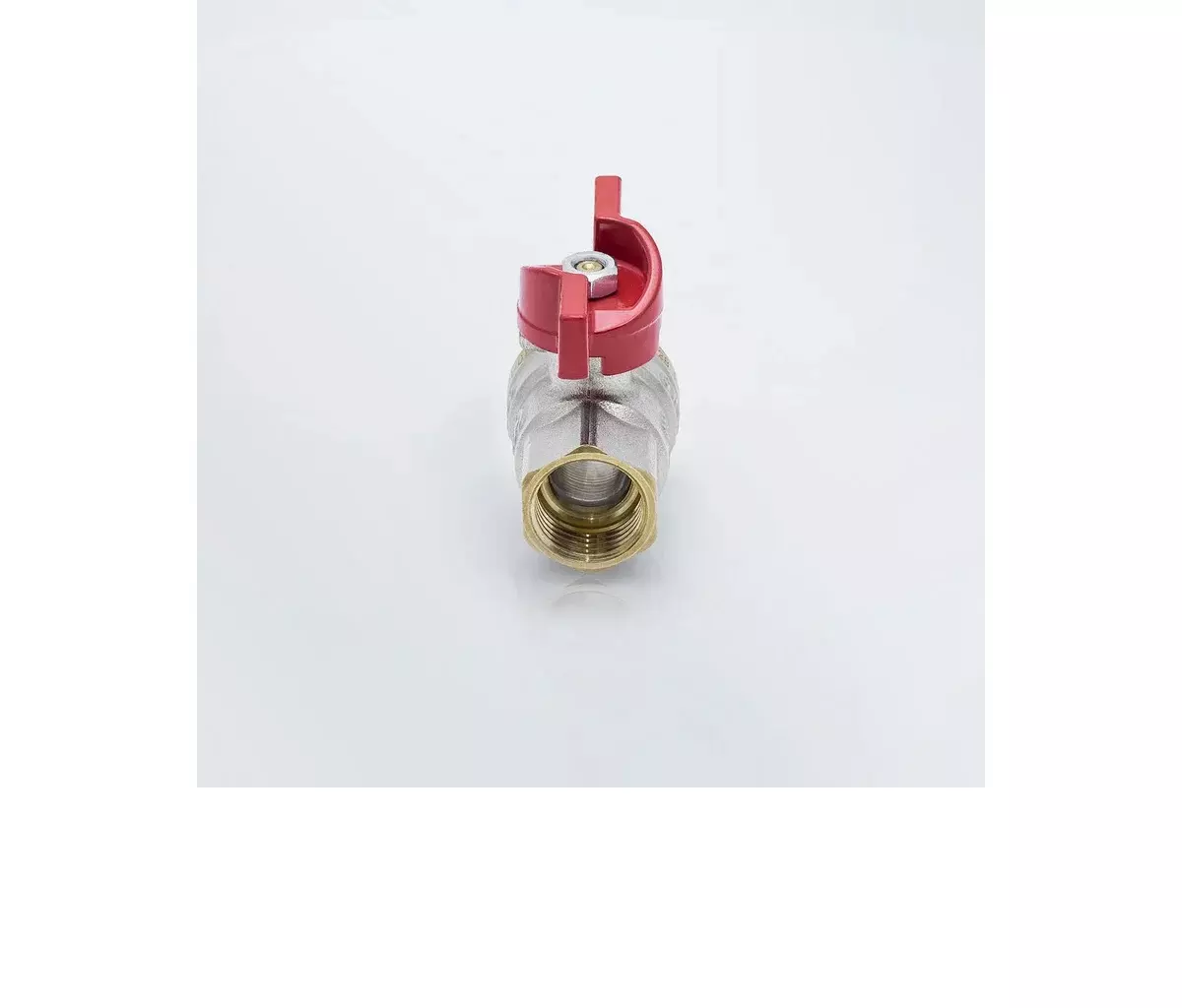 Кран шаровой полнопроходной 3/4&quot; ВР, никель, бабочка красная, Aquasfera 1002-02