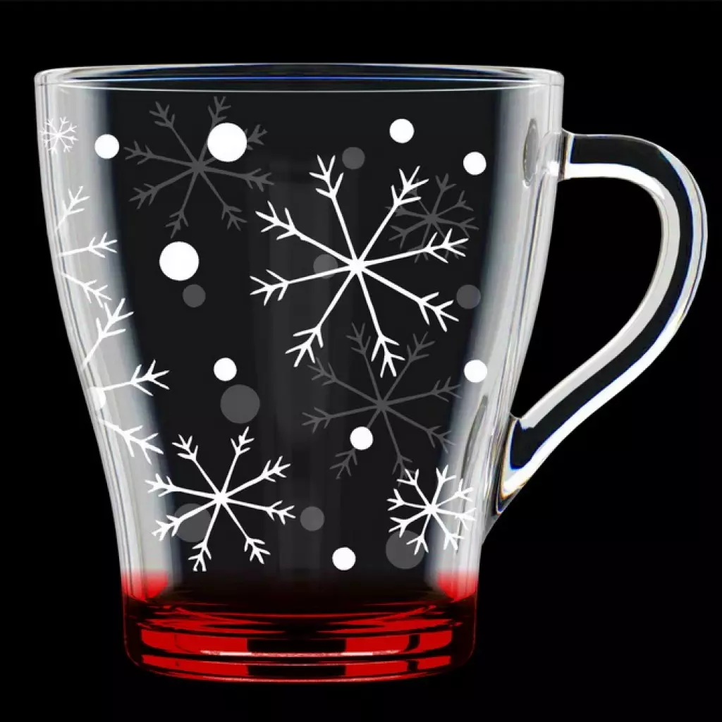 Кружка 250 мл, стекло, &quot;Снегопад&quot; (красный) арт.1649-ГН9