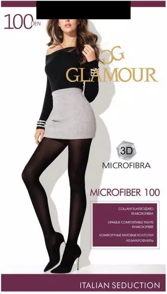 Колготки женские плотные GLAMOUR Microfiber 100 ден nero (черные) р-р 4 (L)