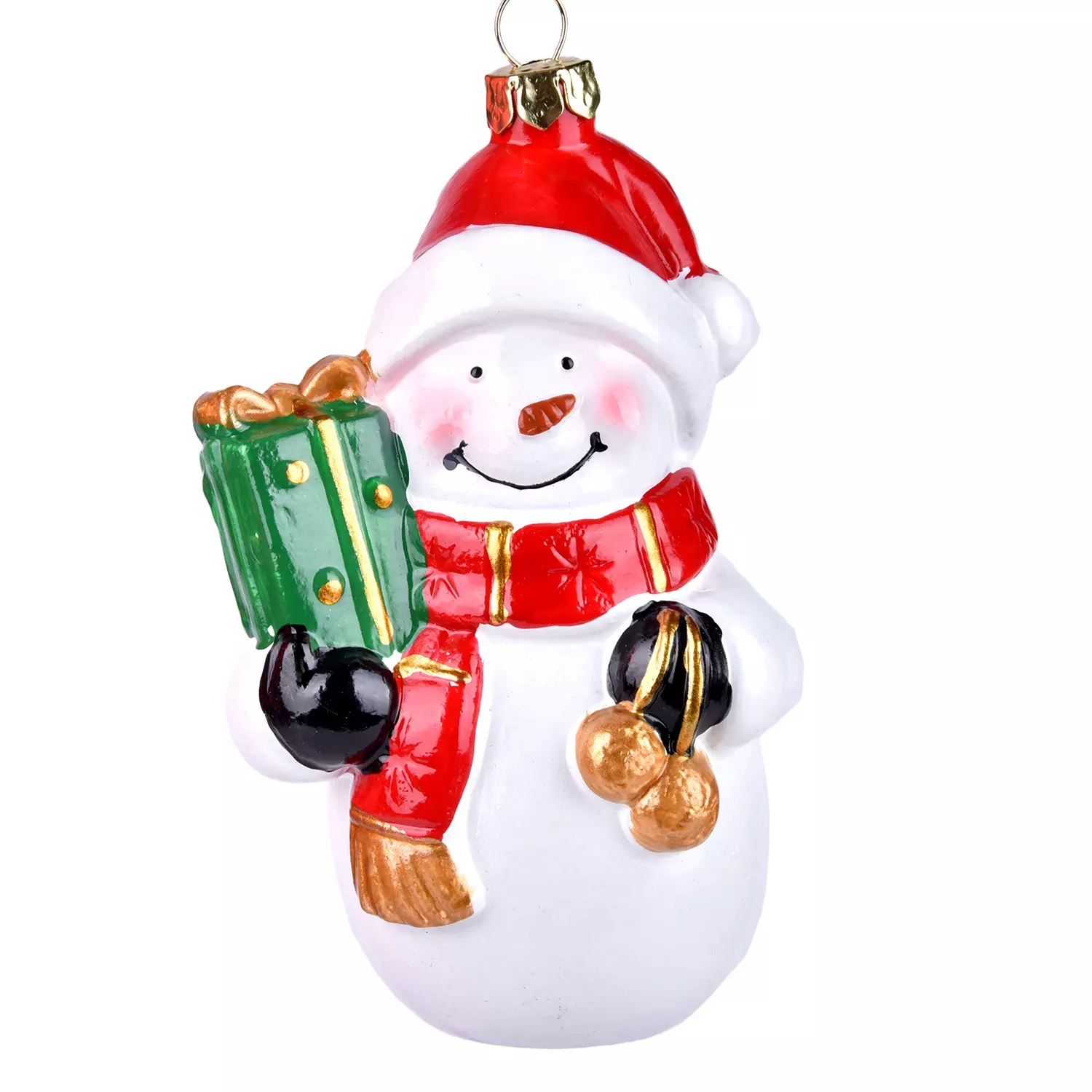 Новогоднее украшение Снеговик с подарком 6.7х5.3х10см 10121-1071