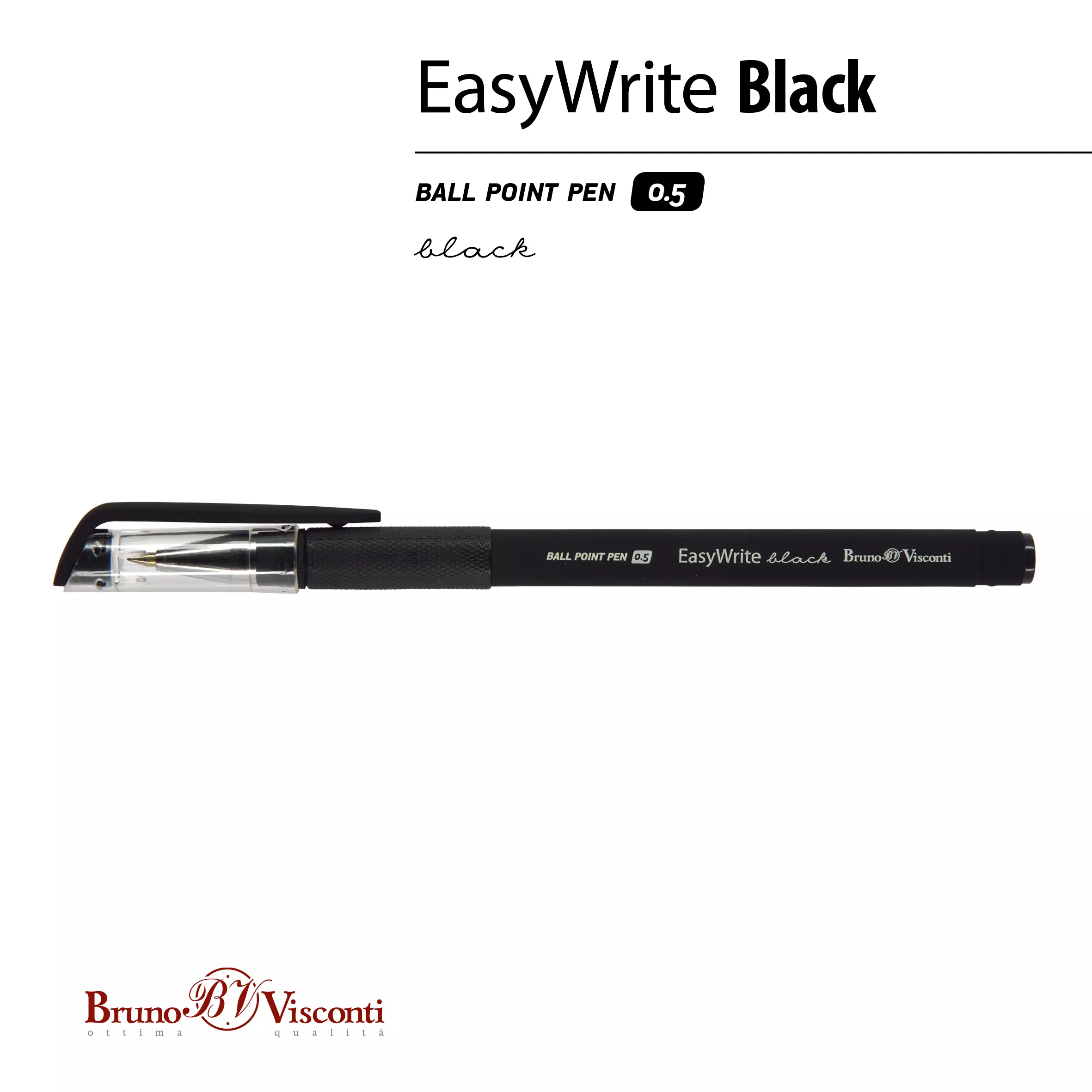 Шариковая ручка BrunoVisconti EasyWrite.BLACK, 0.5 мм, черная