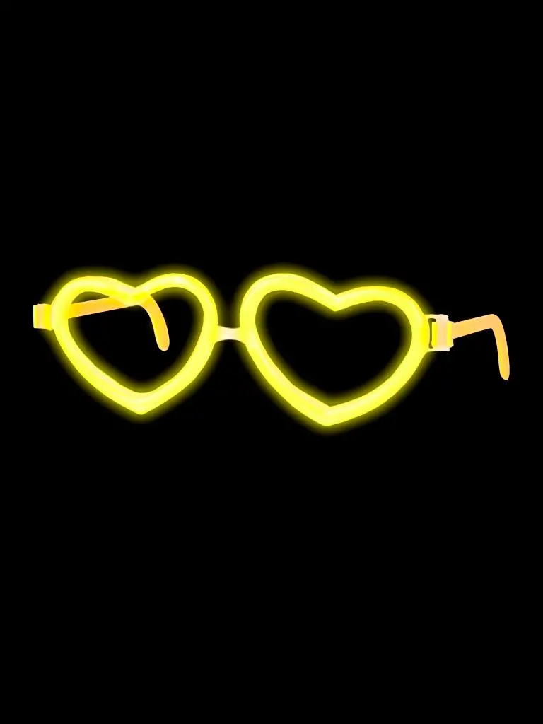 Карнавальные очки сердечки, Жеотые, светящиеся, 18,5x0,5x13 см, 80519