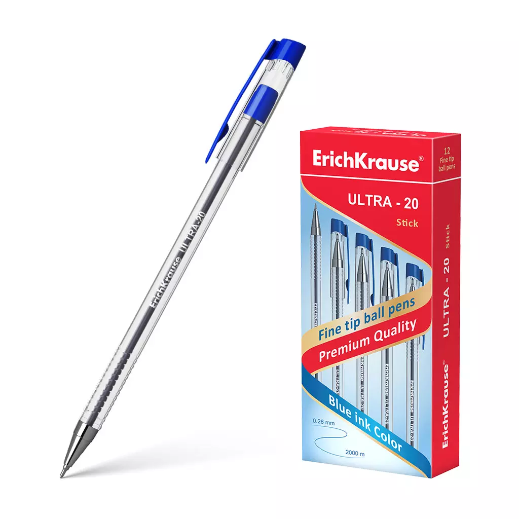 Шариковая ручка ErichKrause 13875 ULTRA-20, чернил синий