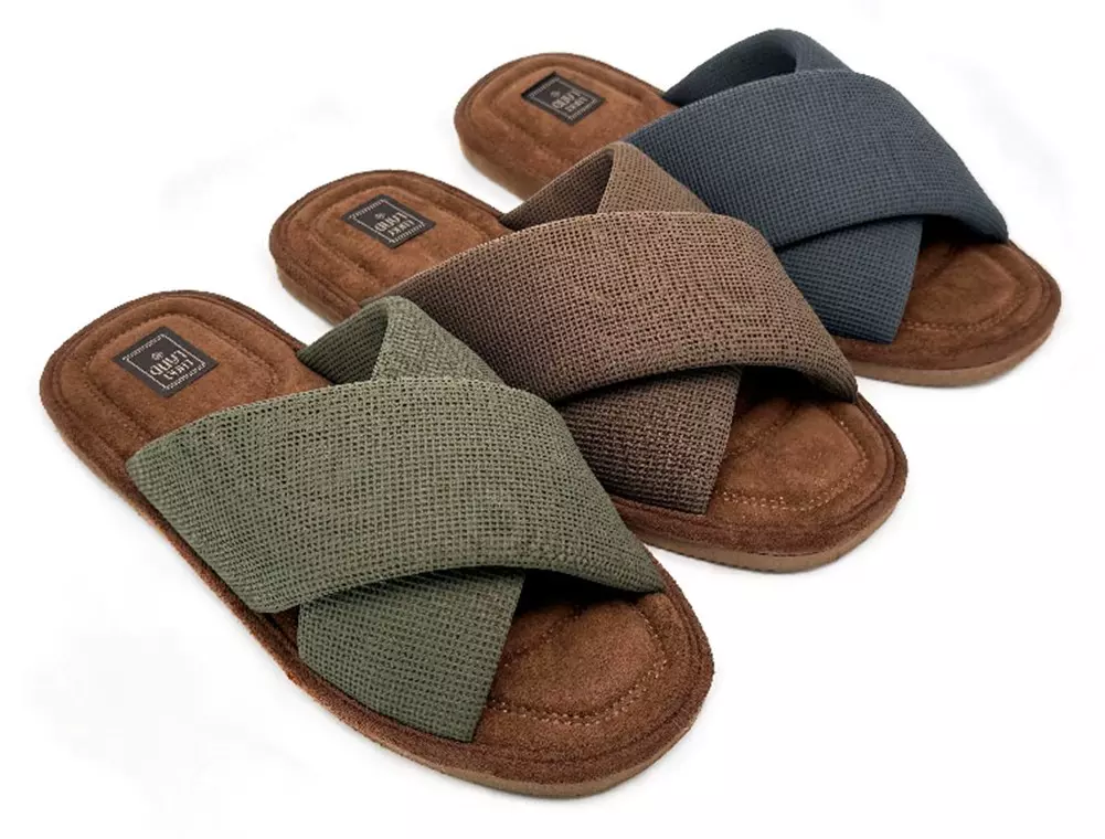 Тапочки мужские открытые LuckyLand 4971 M-CH-O серый/хаки/бежевый, р-р 46