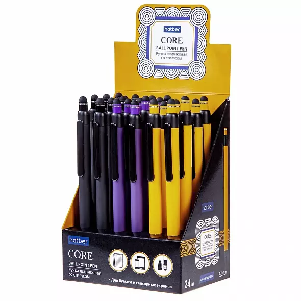 Шариковая ручка автоматическая Hatber BP_066444 Core синяя 0,7мм24 шт в Картонной Дисплей-витрине
