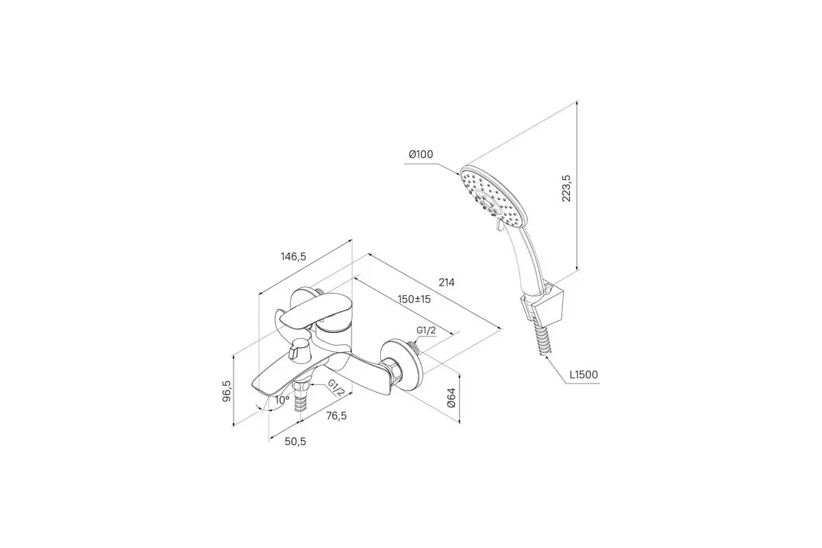 Смеситель для ванны, короткий излив, хром, Milardo Rora, RORSB00M02, латунь