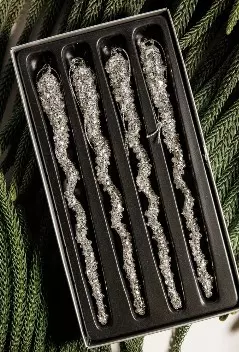 Елочные украшения стекло (4 шт) Сосульки Волшебство на ветках VNVSG-35