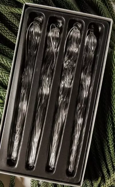 Елочные украшения стекло (4 шт) Сосульки Волшебство на ветках VNVSG-36