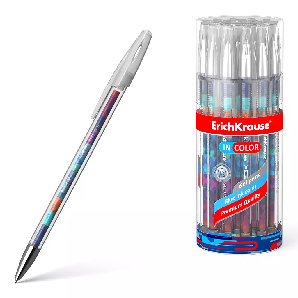 Гелевая ручка ErichKrause 50755 INCOLOR PATCHWORK, синий