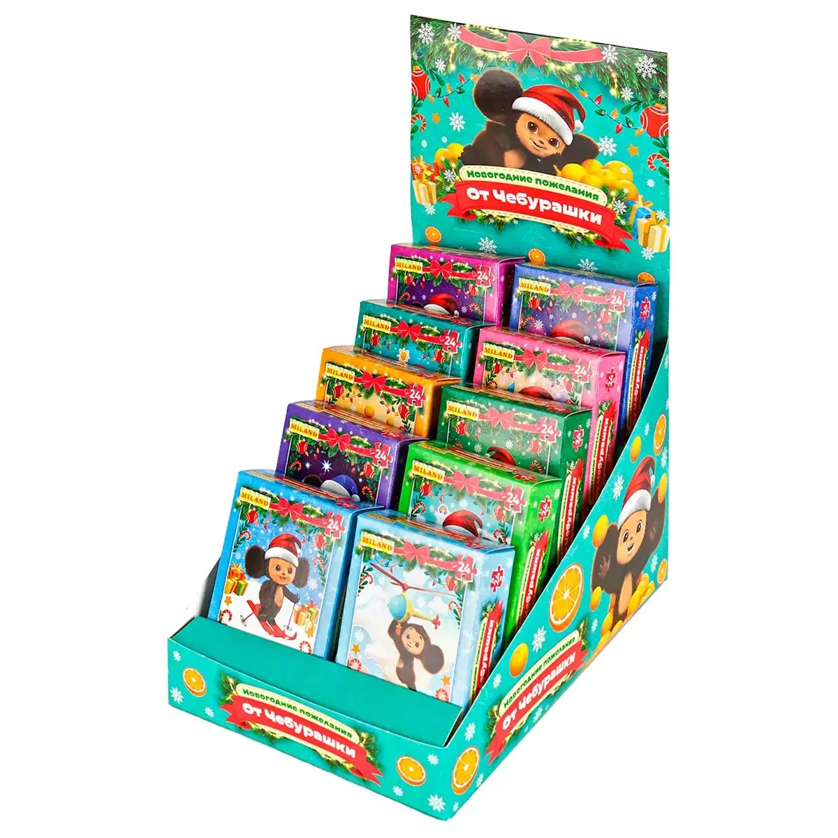 Новогодний пазл 24 элемента с пожеланиями Новогодние пожелания от Чебурашки Miland ИН-9101