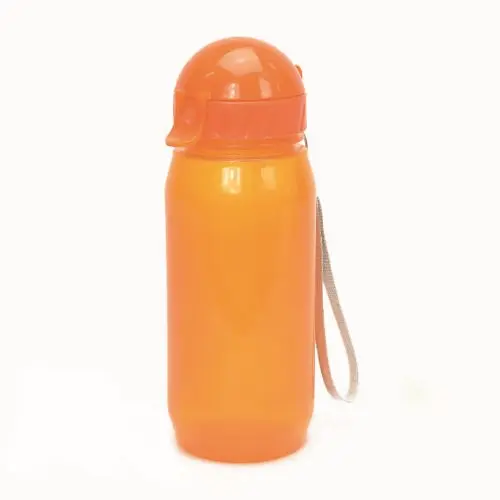 Бутылочка для воды с трубочкой и шнурком, 400 мл, оранжевый КК0154