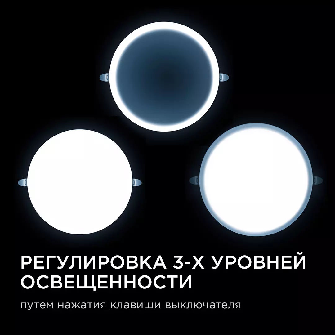 Светильник встраиваемый светодиодный Apeyron 06-111 24Вт+8Вт 2720Лм 6500К 3 режима свечения рег монт